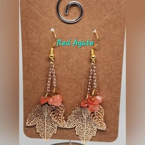 Gemstone, sea glass, crystal, accent Leaf Earrings